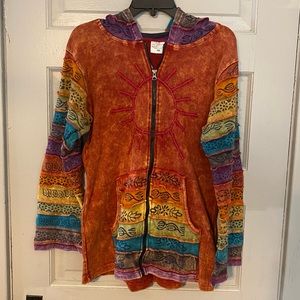 Boho colorful zip up hoodie
